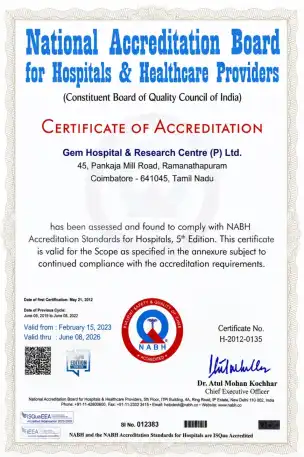 NABH Certificate of Accreditation - GEM Hospital